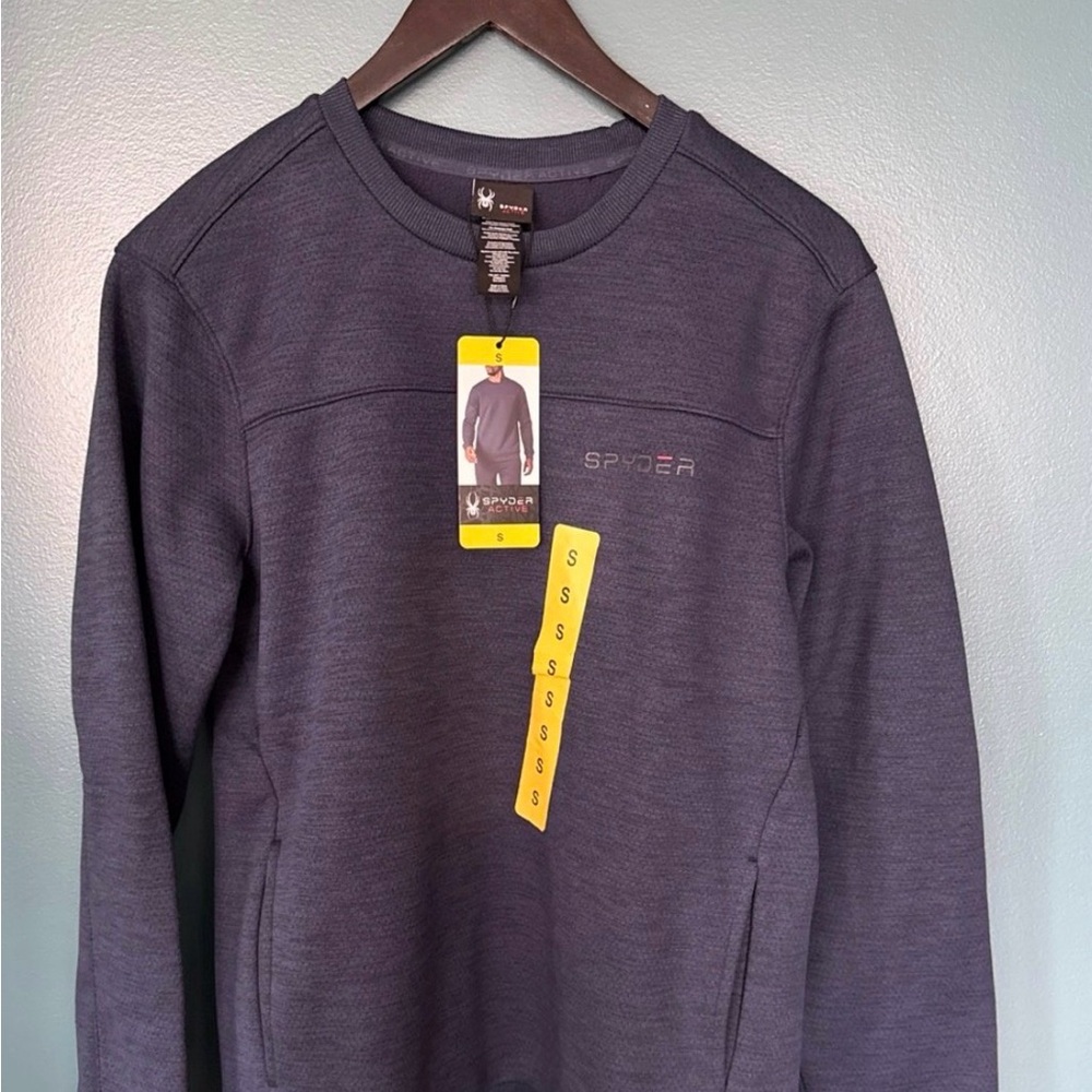 Spyder Active Men's Blue Long Sleeve Fleece Lined Crewneck Sweatshirt Small New